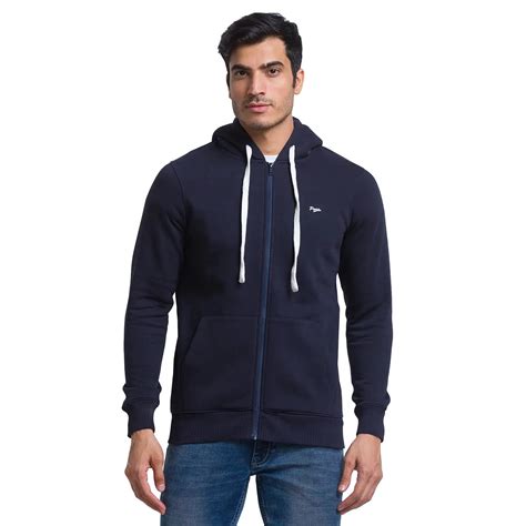 Men Blue Regular Fit Solid Cotton Polyester Blend Sweatshirts – MyRaymond
