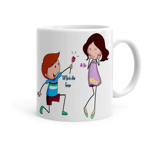 Buy Khakee Will You Be Mine Forever Theme Printed Coffee Mug(325 ml ...