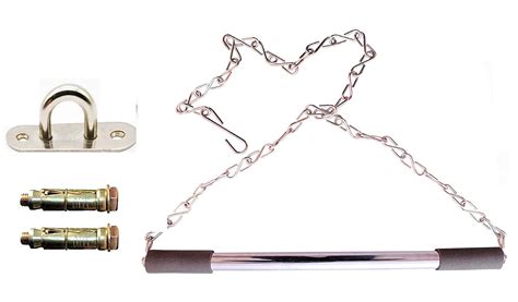 RJ Steel Pull Up/Chin up Bar, Heavy Duty Rod with Thick Chain Hanging ...