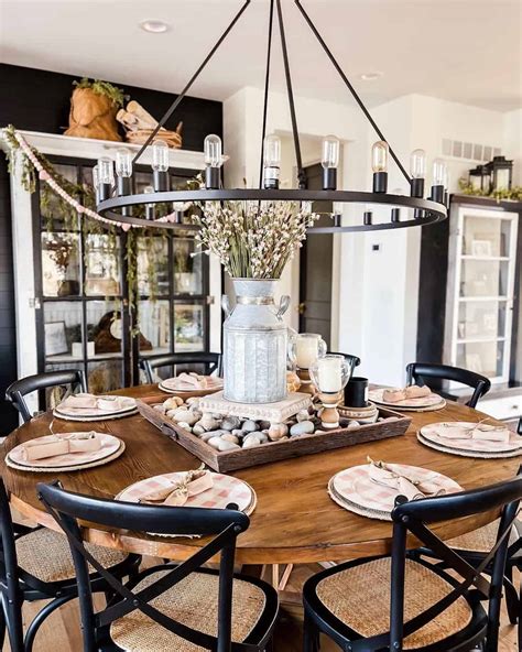 Round Farmhouse Dining Table With Rustic Décor - Soul & Lane