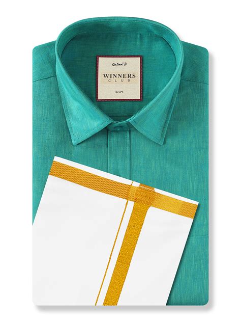 Winners Club Colour Shirts & Gold Jari Double Dhoti - Ocean Island ...