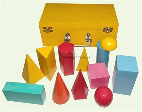 Harpal Sons Wooden Geometrical Solid Shapes (Colourful) 12 Shapes with ...