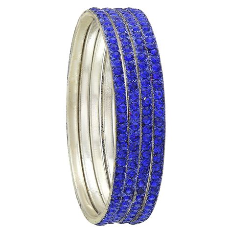Sukriti Partywear Traditional Brass Blue Bangles for Women - Set of 4 ...