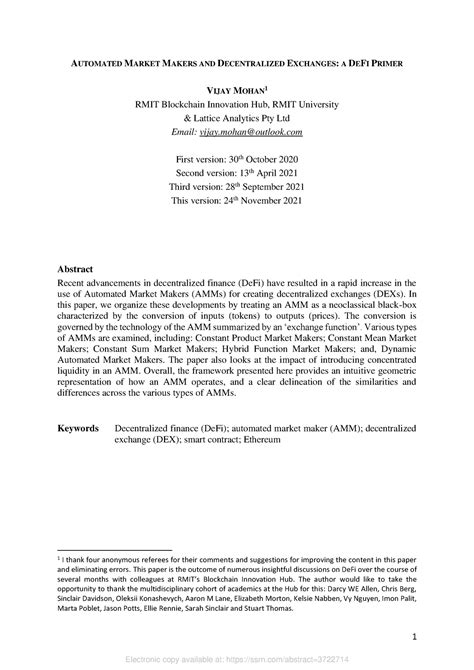 AMM - abcd - 1 AUTOMATED MARKET MAKERS AND DECENTRALIZED EXCHANGES: A ...
