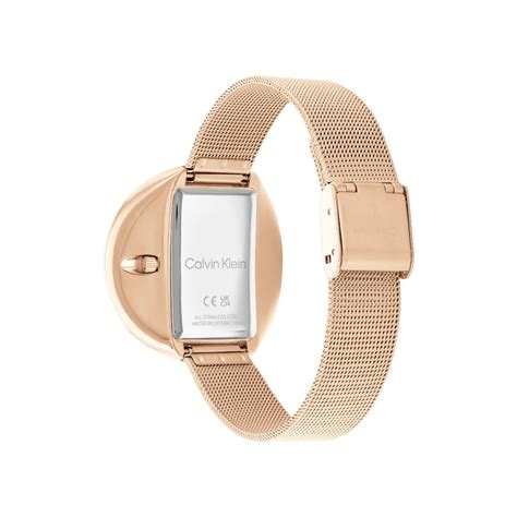 Buy Calvin Klein Circular Mesh Quartz Rose Gold Rectangle Dial Womens ...