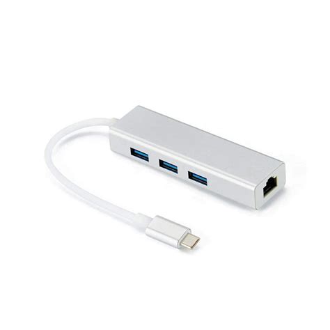 HiperAds® Type c to 3-Port USB 3.0 Hub with RJ45 LAN Adapter for Mac ...