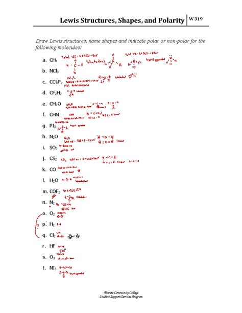 Lewis structures practice with answers - Lewis Structures, Shapes, and ...