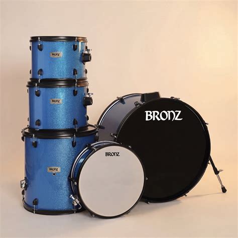 BRONZ Acoustic Drum Kit (Blue) - 5 Pc Complete Drum Set with Hardware ...
