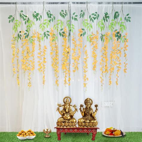 Decorate your Diwali with yellow wisteria & curtains Decor Kit