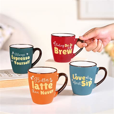 Coffee Quotes Ceramic Mug Set Of 4 210ml Online - Premium Coffee Mug ...