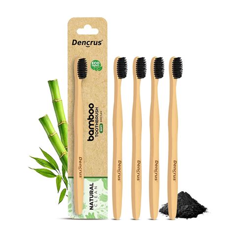 Buy Dencrus Natural Clean Bamboo Toothbrush for Adults (Pack of 4 ...
