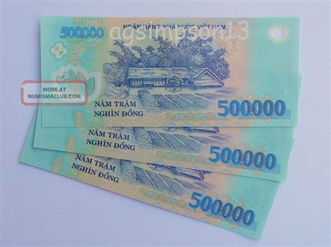 (3) Three 500, 000 Vietnamese Dong - Total Of 1, 500, 000 Dong ...