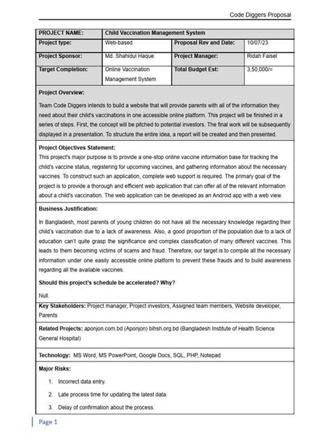 Image result for Code Project Proposal Template