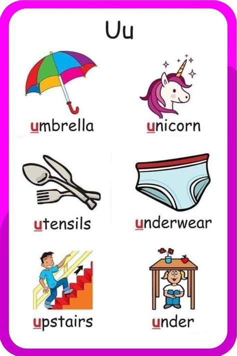 Words From U | U Words For kids | Kids Vocabulary Words | Words That ...