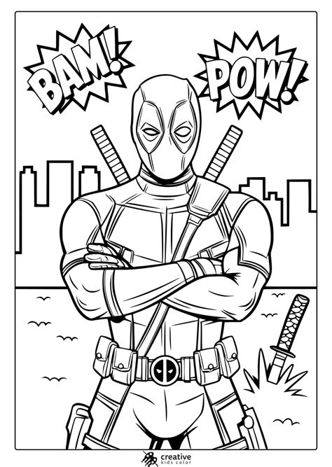 Easy Deadpool Coloring Pages Free