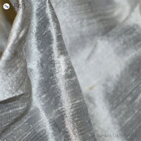 Buy Iridescent Silver Grey Pure Dupioni Silk Fabric by Yard Wedding ...