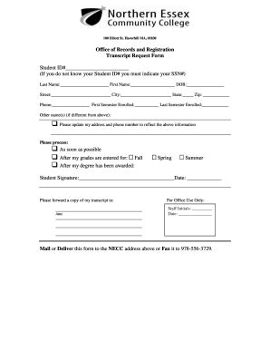 NECC Transcript Request Form - Fill and Sign Printable Template Online