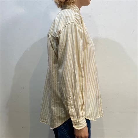 90s white and beige stripe cotton shirt | LEMON