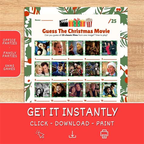Guess the Movie | Christmas Movie Picture Quiz Game (PDF) - Etsy