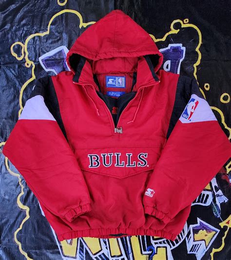 Vintage 1990s Chicago Bulls Starter Pouch Jacket L Large - Etsy