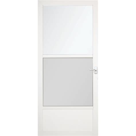 LARSON Southport 32-in x 81-in White Aluminum Reversible Hinge Storm ...