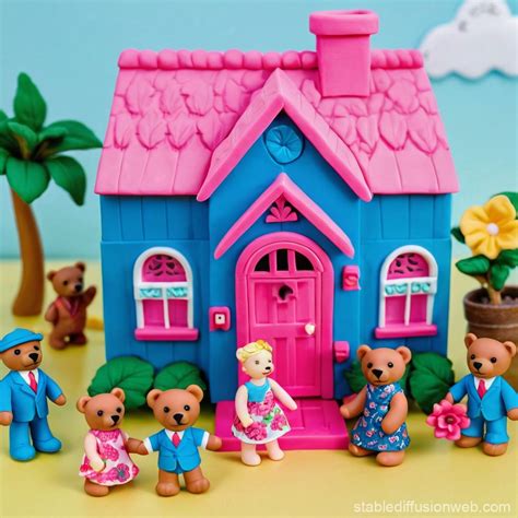 Tiny Blue House on Hibiscus Flower | Stable Diffusion Online