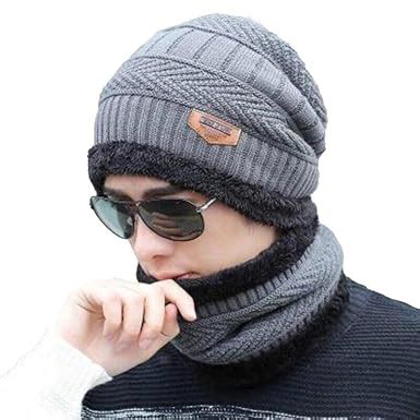 Buy HUNTSMANS ERA Winter Woolen Cap with Neck Scarf for Men and Women ...