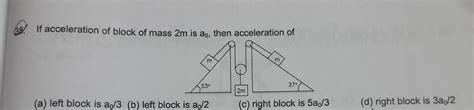 38. If acceleration of block of mass 2m is ao, then acceleration of(a ...