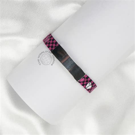 Purple & Black Fabric Bracelet with Metal Plate Imported Fashion Acces ...