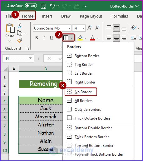 Image result for Excel Dot Borders Tutorial