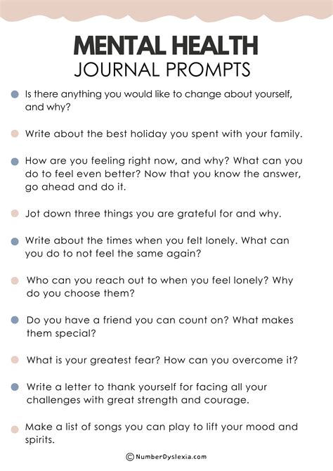 50 Journal Prompts for Mental Health - Number Dyslexia