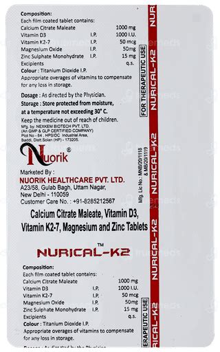 Nurical K2 Tablet 10 - Uses, Side Effects, Dosage, Price | Truemeds