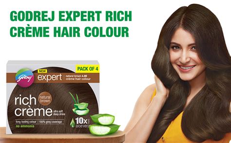 Godrej Expert Rich Creme Hair Colour Sachet - Pack of 4 Natural Brown 4 ...