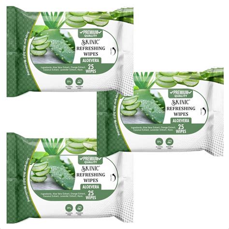 Skinic 100% Herbal Refreshing Wipes with Aloevera Fragrance | Alcohol ...