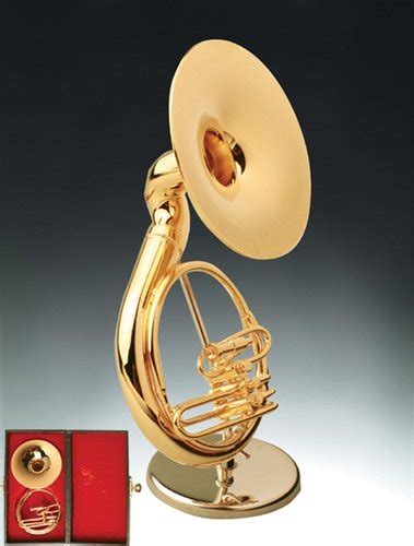 Brass Sousaphone 4.5" Miniature Musical Instrument with Stand & Case ...