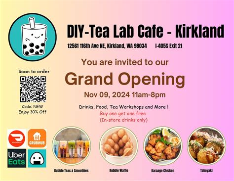 DIY Tea Cafe Kirkland Grand Opening, DIY TEA LAB, Kirkland, 9 November ...