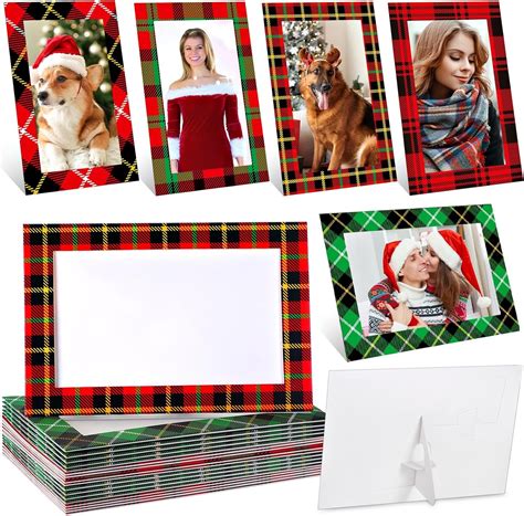 Amazon.com - Qunclay 50 Pcs Christmas Plaid Picture Frame Ornaments 4x6 ...