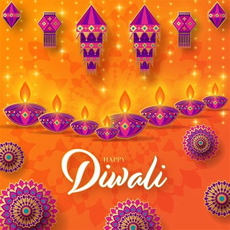 Happy diwali deepavali the indian festival | Premium Vector