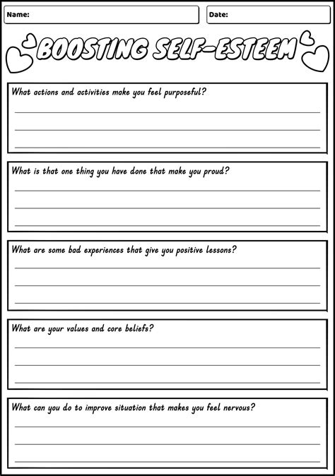 16 Self-Esteem Worksheets Printable Free | Self esteem worksheets, Self ...