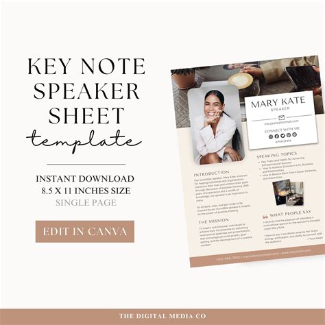 Guest Speaker Template Single Sheet Presenter Template Canva Keynote ...