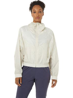 Buy Asics Full Zip Woven Off White Women Gym & Training Jackets Online