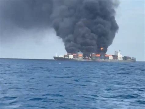 Taiwan Thanks India Navy Coast Guard; Container Ship Explosion Fire ...