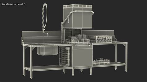 Commercial Dishwasher with Dishes Rigged 3D Model $99 - .max - Free3D