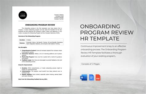 Onboarding Program Review HR Template in Word, PDF, Google Docs - Download | Template.net