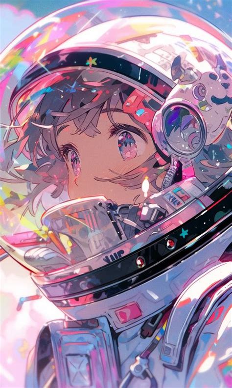 Download wallpaper 480x800 girl, astronaut, helmet, spacesuit, anime ...