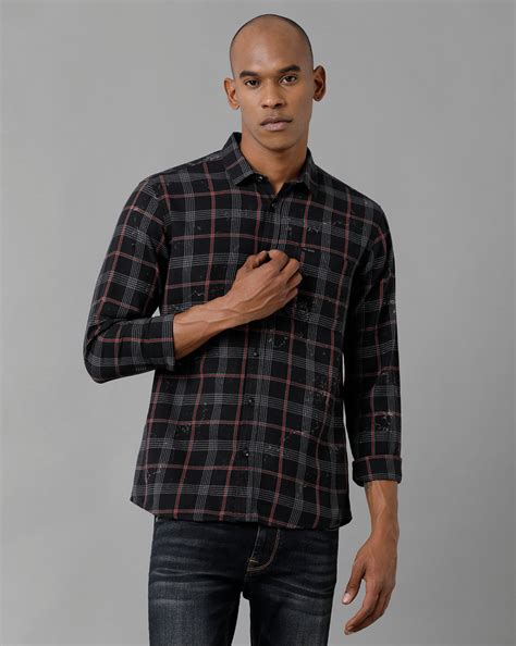 Shirt: Buy Men's Black Red Checks Slim Fit Shirt | VOI Jeans – Voi Jeans