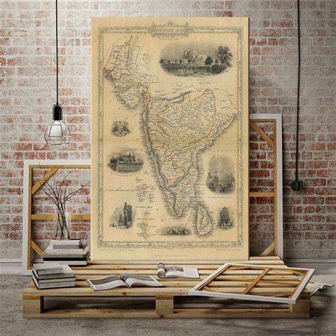 Buy Old Map of India 1851 Southern Old India Map Indian Wall Decor ...