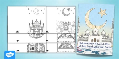 Contoh Kartu Ucapan Hari Raya Idul Fitri untuk Mewarnai