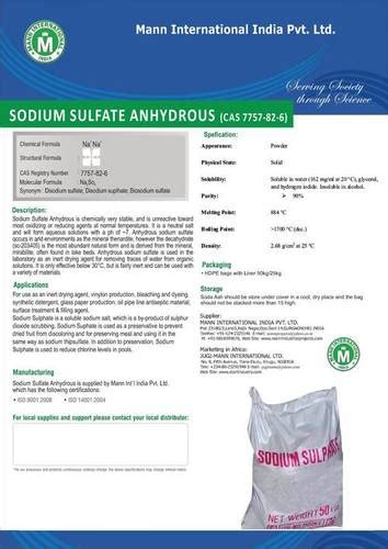 Sodium Sulphate Anhydrous at Best Price in Gurugram, Haryana | Mann ...