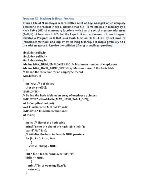 DSLab Prog12 - Jdjs - Program 12 : Hashing & Linear Probing Given a ...